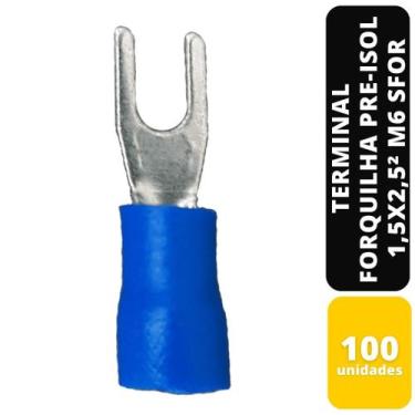 Imagem de Kit C/100 Terminal Forquilha Pre-Isol Az 1,5x2,5 mm² M6 Sfor - SFORPLA