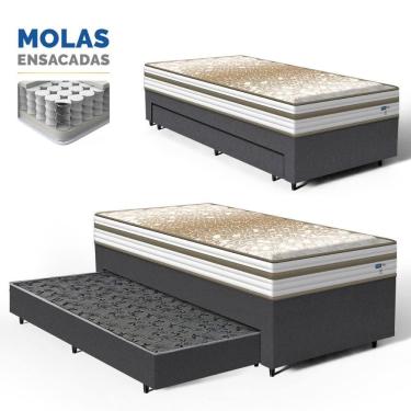 Imagem de Cama Box com Colchão de Molas Ensacadas Double Face Pillow Euro Alfa Probel + Auxiliar de Molas Unique Solteiro 88cm