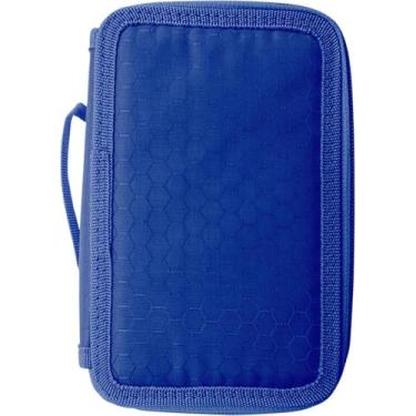 Imagem de Estojo Escolar Triplo com 3 Compartimentos, Zíper Reforçado, Alça de Mão e Alta Capacidade – Porta Lápis Preto (Azul)