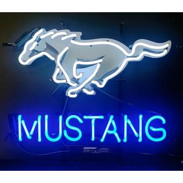 Imagem de COONidos Letreiros De Neon Para Decoração Parede Inin Mustangs, Luminária Caverna Masculina, Bar, Pub, Cerveja, Presente, Lâmpada, Tubo Vidro