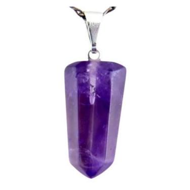 Imagem de Colar Pontinha Pedra Ametista Presilha e Pino Prata 950 - CristaisdeCu