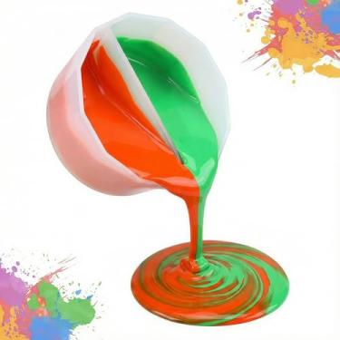 Imagem de Copos divididos de silicone, copo de mistura de resina de compartimento duplo espesso reutilizável com separador, ferramenta de pintura para arte fluida de artesanato em resina, derramamento de