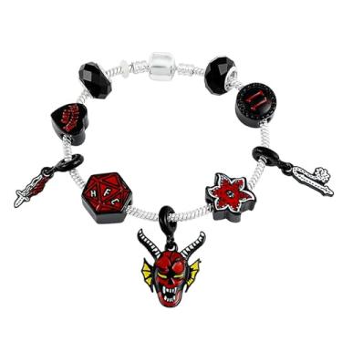 Imagem de Niarezom Pulseiras Stranger TV, pulseiras temáticas de filmes, joias estilosas de personagem cosplay de Halloween, presente para adolescentes e adultos, One Size, Zinco, Sem Pedra Preciosa