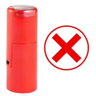 Imagem de Carimbo de cartão de fidelidade com autotinta vermelho X Mark carimbos personalizados para cartão de café de recompensa de membro da loja, carimbo redondo de 12 mm (marca X)