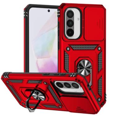 Imagem de Tothedu Capa para Galaxy A36 5G Capa/Galaxy A56 com capa deslizante para câmera, anel giratório de 360° integrado com suporte magnético à prova de choque para Samsung Galaxy A36 5G vermelho