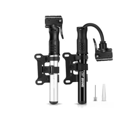 Imagem de Mini bomba de pneu de bicicleta de pé 100PSI portátil inflador de mountain bike bomba manual acessório de ciclo liga de alumínio leve à prova d'água para bicicletas basquete