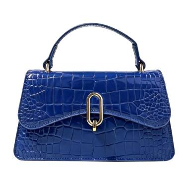 Imagem de XMLIZHIGU Mini bolsa transversal feminina clássica com fecho de fecho, bolsa de ombro pequena, bolsa elegante para noite, N° 8, azul