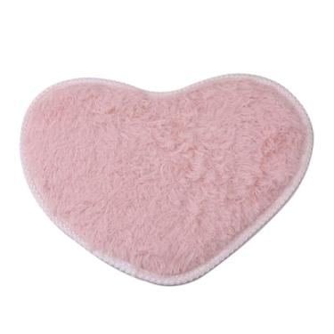 Imagem de Tapete em forma de amor, tapete absorvente de água, fofo, quarto, banheiro, produtos domésticos, sem queda de cabelo, confortável, macio (rosa, 60 cm x 70 cm)
