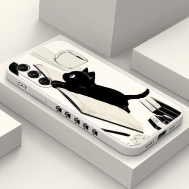 Imagem de Gencyfu Capa para celular 2026, fina, elegante, resistente a arranhões, forro de microfibra de silicone macio, arroz de gato branco