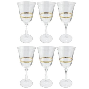 Imagem de Jogo De Taças Água Suco 350ml Kit 6 Peças Grace Cristal Decorado Friso