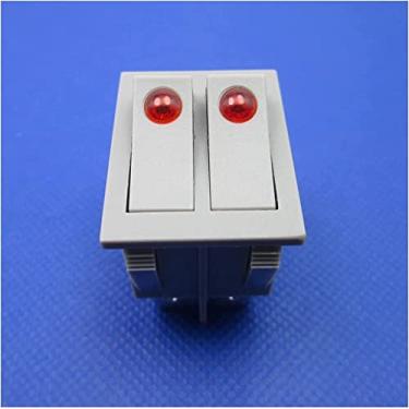 Imagem de Micro interruptores interruptor basculante 2 peças interruptor basculante interruptor elétrico duplo para aquecedor de óleo mais quente 6 pinos com luz liga-desliga 16A 250VAC (cor: Botão cinza)