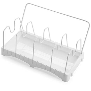 Imagem de Organizador de cozinha ajustável Rack de tampa de panela de aço inoxidável estendido suporte de prato prateleira bandeja de pratos suporte acessórios de armazenamento (tamanho: 201616,5 cm) (20 * 16