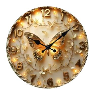 Imagem de Generic Relógio de parede decorativo 2D analógico com design de borboleta para cozinha, escritório e casa, 25cm