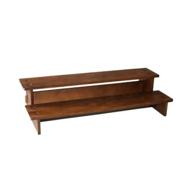 Imagem de KHUTRW3D Suporte organizador de joias vintage emendável escada de madeira maciça suporte de exibição de joias de duas camadas