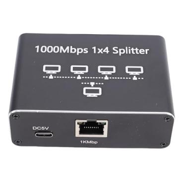 Imagem de Naroote Divisor Ethernet de 1 a 4 Gigabit, Divisor de Rede de Alta Velocidade de 1000 Mbps, de Caixa de Liga de Alumínio para Conexão de Computador, Roteador, Monitor e Vários Dispositivos