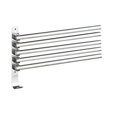 Imagem de Racks de toalhas com ganchos Swivel Out 5-Bars Braços dobráveis Suporte toalha banho Parede montado Organizador para Banheiro Cozinha Quarto Armário Heavy Duty Design Multi-Bars giro 180