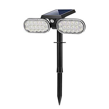 Imagem de Refletor Solar de Jardim com Duas Cabeças 32 LED Luz Spot Parede e Lâmpada Controle Indução Movimento IP65 sem Fio 2200mAh Ângulo 270 Graus Distância Detecção 26 Pés para Pátio Caminho Estacionamento