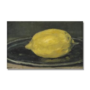 Imagem de Arte em tela vintage de frutas mortas, pintura clássica de cozinha country, decoração de parede de casa de fazenda quente para sala de jantar e cozinha. C40. 40 x 64 cm-15,8 x 25,1 pol. Somente tela