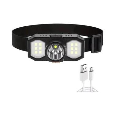 Imagem de Lanterna De Cabeça LED Recarregável COB Mini USB Portátil Para Camping
