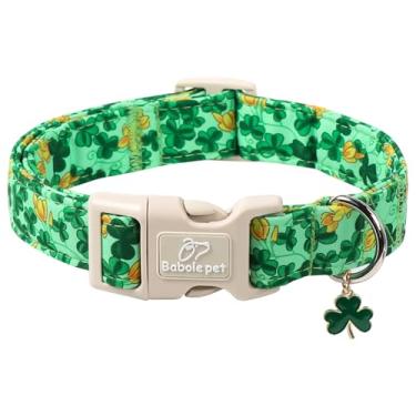 Imagem de Babole Pet Coleira de Dia de São Patrício para cães pequenos - Coleiras para cães com estampa de trevo verde e flor amarela, coleira fofa para cachorro de festa irlandesa, leve, ajustável, para o dia