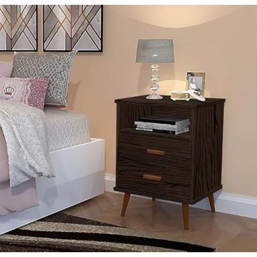 Imagem de Cabeceira itália mesa suporte criado lateral cama 2 gavetas cor malbec design moderno organizador armário apoio