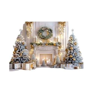 Imagem de Guirlanda Branca De Natal Para Lareira, Cenário De Festa De Fim De Ano