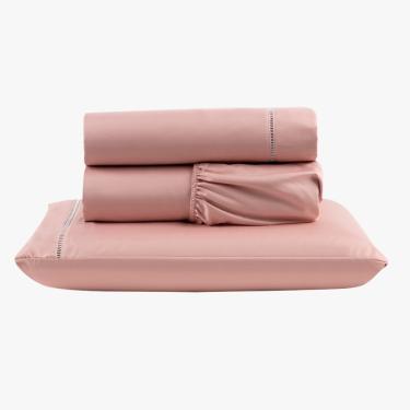 Imagem de Jogo de Lençol Peletizado 400 Fios Solteiro 3 Peças Casa - Hotel - Pousada Barato - Salmão