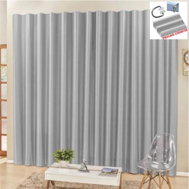 Imagem de Cortina 4 Mts Sala Quarto Escritório Blackout para Trilho Comum - Cinza