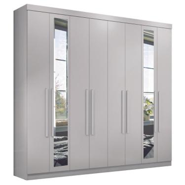 Imagem de Guarda Roupa Casal Com Espelho 8 Portas Girona Branco