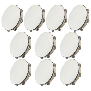 Imagem de Kit 50 Pandeiros Redondo de Madeira 10" Pele Natural New York