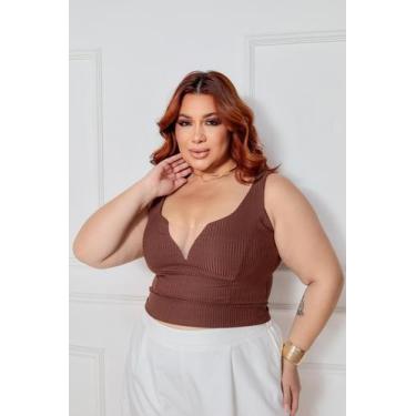 Imagem de Blusa Plus Size Feminina Decote V Tule Luxo Confortável 46 - Genérica,