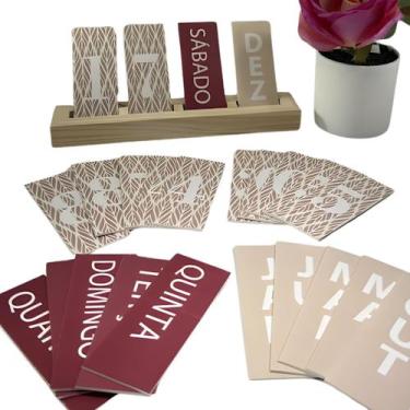 Imagem de Calendário de Madeira Permanente Mesa Decorativa para Home Office Escr