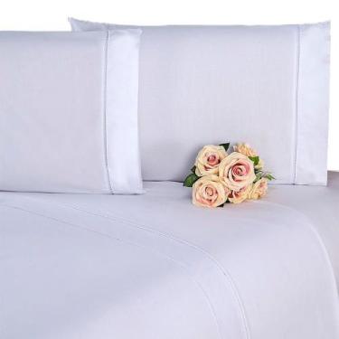 Imagem de Kit Jogo de Cama Lençol Casal 100% Algodão Percal 200 Fios - Gaby Enxo