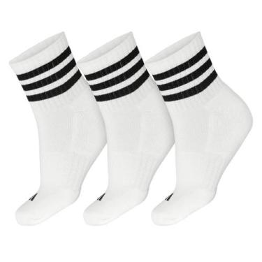 Imagem de Meia Adidas Cano Médio Três Listras Pack Com 3 Pares Branco, G
