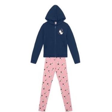 Imagem de Conjunto infantil menina florido com pompom Brandili Azul-Feminino