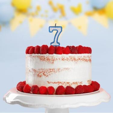 Imagem de Vela Aniversário Branco Glitter Azul N 7 C/ 1 Un. - TAMAROZZI EMBALAGE