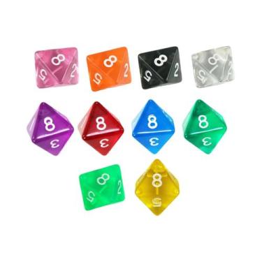 Imagem de Conjunto De Dados D8 De Cor Transparente, 10 Peças De Plástico Com 8 L