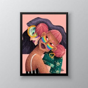 Imagem de Quadro Decorativo Lgbt Lesbicas 45X34Cm - Com Vidro
