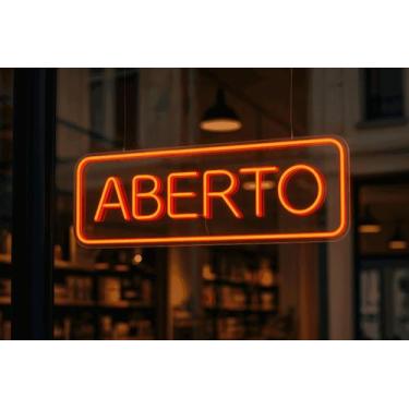 Imagem de Letreiro LED Neon "ABERTO" Vermelho ou Branco Frio 64x24 cm - Comercia