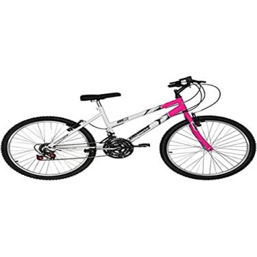 Imagem de Bicicleta de Passeio Ultra Bikes Esporte Bicolor Aro 24 Reforçada Freio V-Brake – 18 Marchas Branco/Rosa Feminina