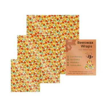 Imagem de Conjunto De 3 Envoltórios De Alimentos Em Cera De Abelha Com Padrão De