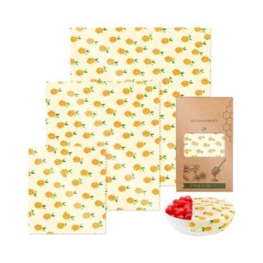 Imagem de Conjunto De 3 Envoltórios De Alimentos Em Cera De Abelha Com Padrão De