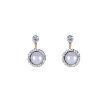 Imagem de Brinco Ear Jacket Armazem Rr Bijoux Pérola Com Cristais