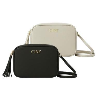 Imagem de Bolsa Feminina Transversal Kit 2 peças Alça Ajustável - CINF, Preto, M