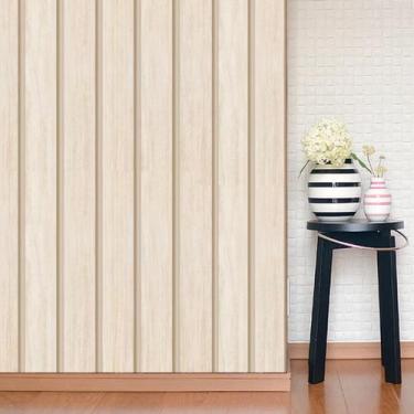 Imagem de Papel De Parede Adesivo Contact Rolo 10 Metros Madeira Ripada Clara En