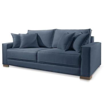 Imagem de Sofá Marrocos 3 Lugares Suede Azul 2,00m Confortável Sala - Poltjá Mov