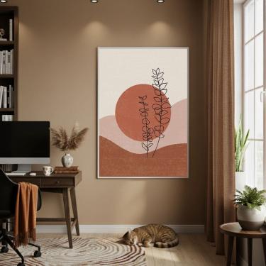 Imagem de Quadro Decorativo Luar Terracota 70x50cm Mold Preta