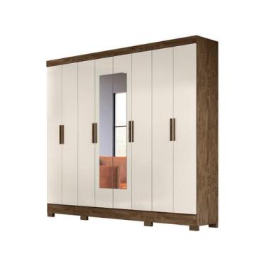 Imagem de Guarda Roupa Casal Espelho 6 Portas 236 Cm Diplomata Castanho Wood Off