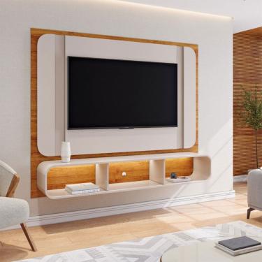 Imagem de Painel para TV Até 75 Polegadas Austen com Led Marrom/Off White - Viero Móveis