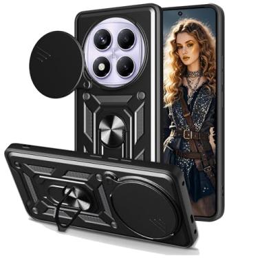 Imagem de Ephoou Capa para Xiaomi Redmi Note 14 Pro com suporte de anel - Capa deslizante para câmera, proteção à prova de choque de grau militar, capa de armadura robusta para Xiaomi Redmi Note 14 Pro SJ-preta